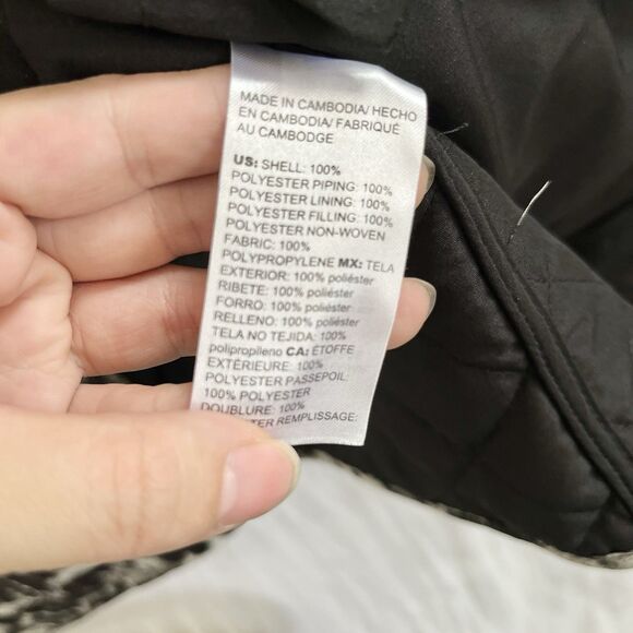 Chicos Sz 2 Large Leopard Print Snap Quilte Jacket Soft Lightweight Pockets - Picture 12 of 12